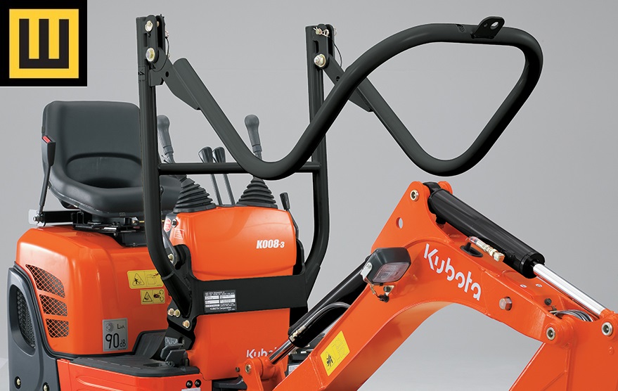 Składana konstrukcja ROPS w minikoparce KUBOTA K008-5