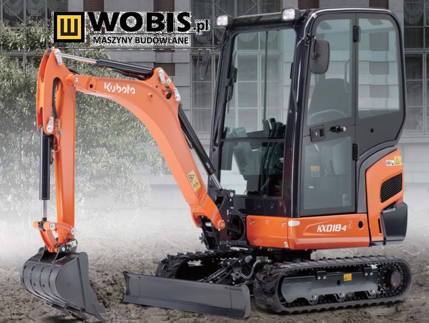 Minikoparka KUBOTA KX019-4 na budowie przód