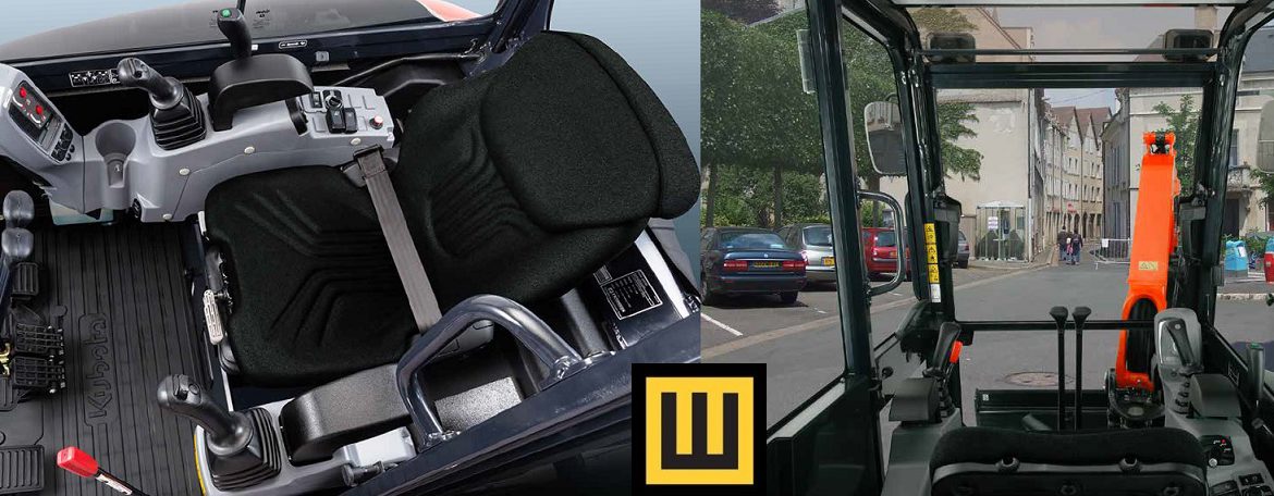 Minikoparka KUBOTA KX030-4 wnętrze i kabina