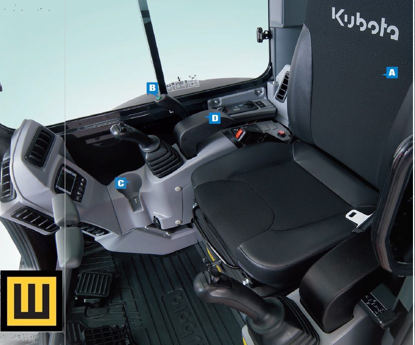 Minikoparka KUBOTA KX037-4 wnętrze