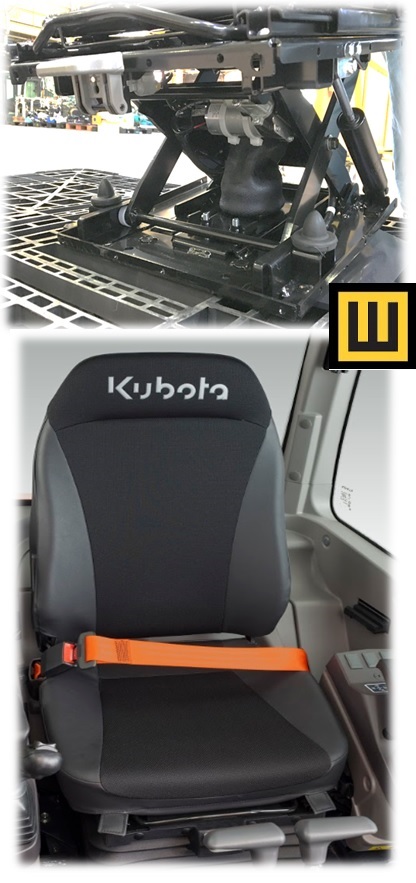 Fotel powietrzny i podwójnie regulowana konsola — KUBOTA KX060-5