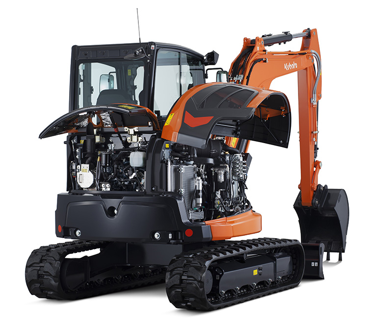 Pionowo otwierana maska silnika — KUBOTA U50-5