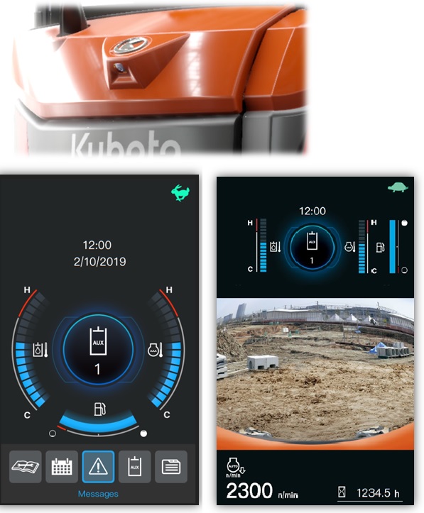 Kolorowy 7-calowy wyświetlacz LCD w minikoparce KUBOTA KX060-5