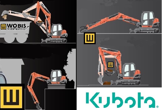 Minikoparka KUBOTA KX080-4 M2PGL — kopanie z łamanym ramieniem