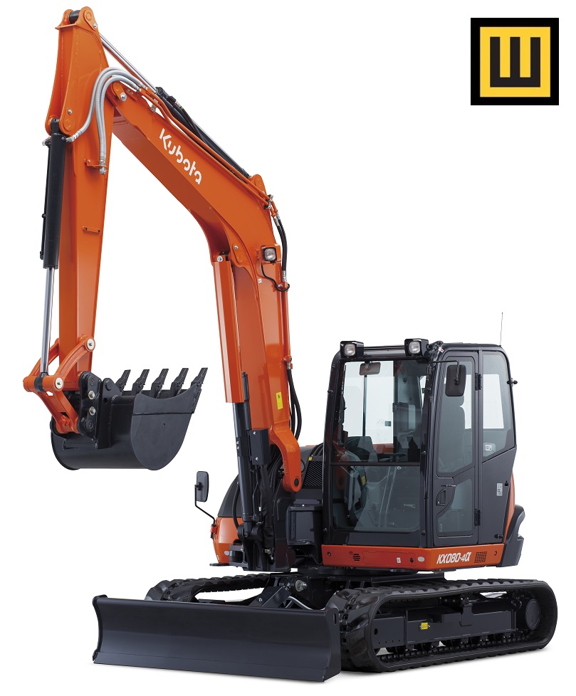 Minikoparka KUBOTA seria KX KX080-4 MGL Ramie nie łamane