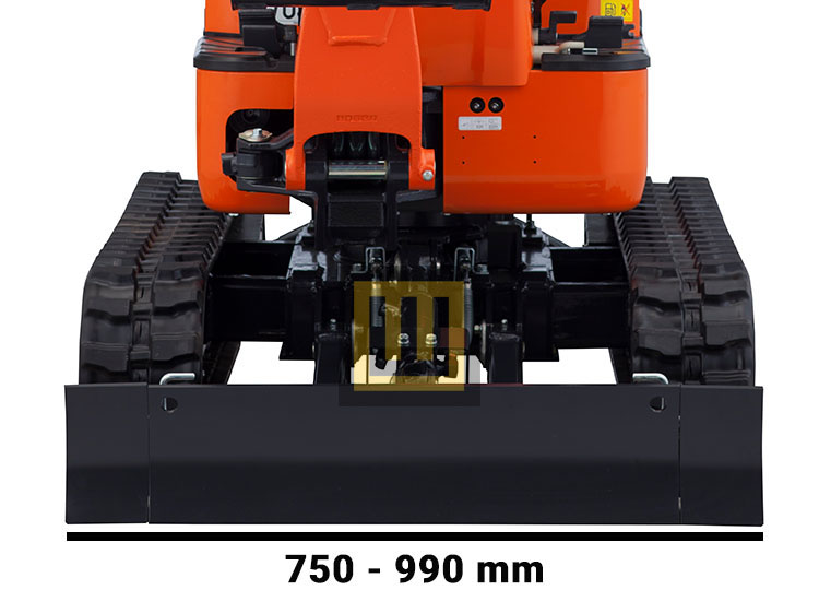 Regulowany rozstaw gąsienic 750–990 mm w minikoparce KUBOTA U10-5