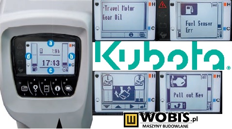 Minikoparka KUBOTA U48-4 — panel sterowania