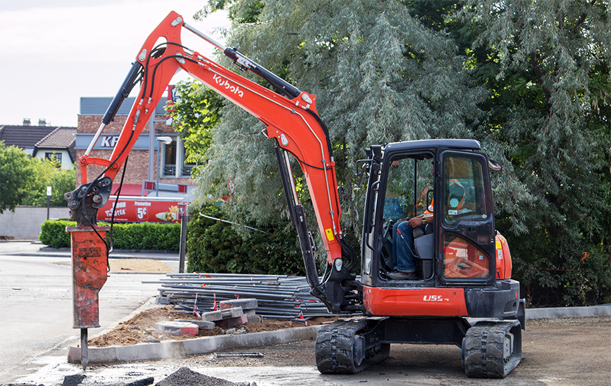 Minikoparka KUBOTA U55-4 — obrysowa konstrukcja